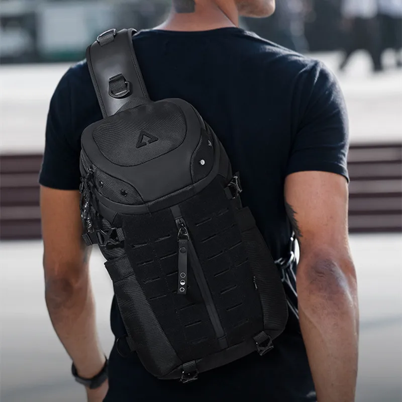 Imagem -02 - Ozuko Bolsa Transversal Impermeável para Homens Bolsa Esportiva de Peito Tática Multifuncional Funcional de 129 Polegadas Tablet