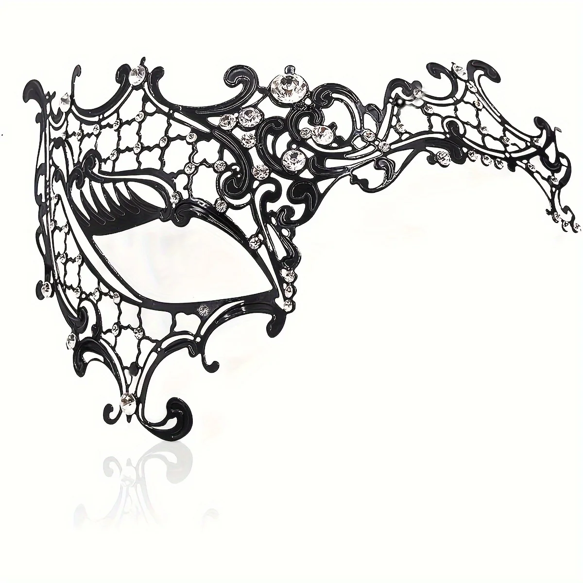 Metal rhinestone one-eyed lady masquerade party mask upscale glamorous glittery carnival laser cut metal rhinestone mask party b