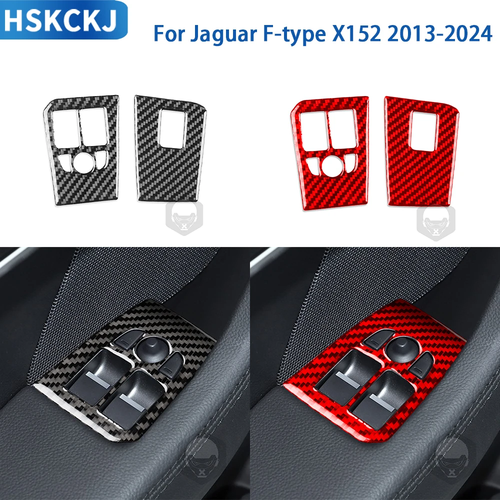 

For Jaguar F-type X152 2013-2024 Accessories Real Soft Carbon Fiber Interior Window Lift Switch Button Decor Cover Trim Sticker