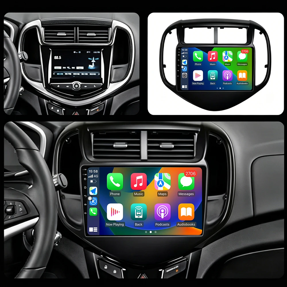 Android 16 Wireless Carplay For Chevy Chevrolet AVEO Sonic 2017-2021 GPS Navigation 4G WIFI BT QLED Touch Screen No 2 Din