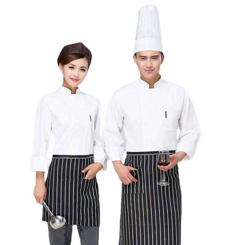 Uniforme da chef a maniche lunghe da uomo Autunno Inverno Spessa resistente all'usura Hotel Ristorante Cucina Abbigliamento da lavoro
