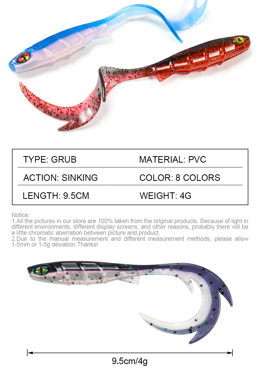 Spinpoler 3D-Augen-Angelköder, 9,5 cm, Softbait, gewellter Schwanz, Köderfisch, Rippenkörper für Zander, Hecht, raubere Fische, Spinning-Jigging-Gerät – Detail 2