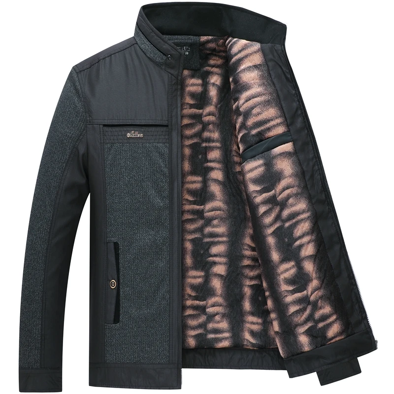 

Мужская утепленная хлопковая куртка на флисовой подкладке, осенне-зимняя, модная, повседневная, теплая, с воротником-стойкой, стандартной длины, однотонная