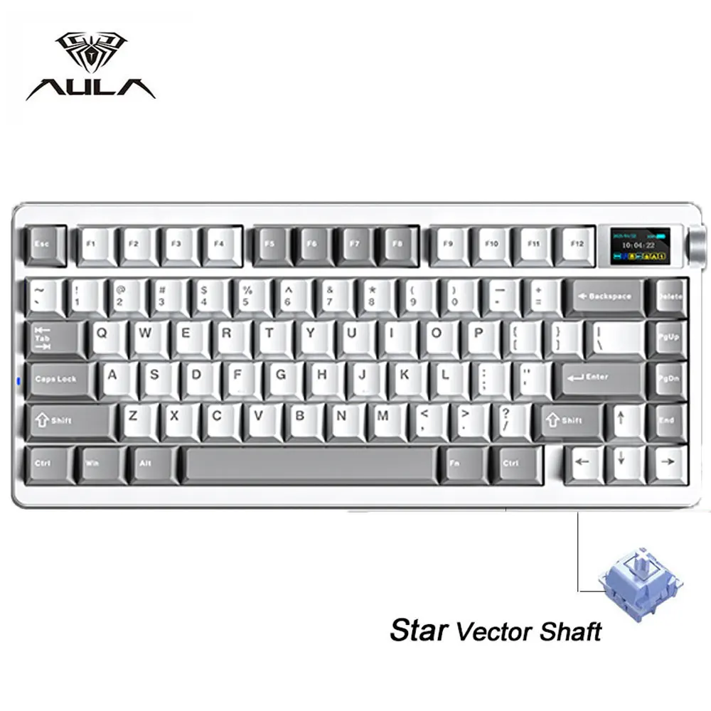 Nieuw AULA NOVA75 Draadloos Mechanisch Toetsenbord 75% Drie Modi Hot Swap Aangepast Smart Screen met Knop Gaming Kantoor PC E-sport Cadeau
