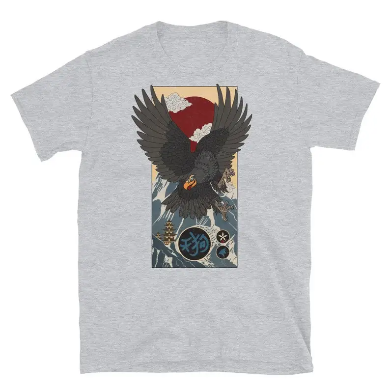 Tengu Japan Mythology Traditional Eagle T-Shirt Adult Regular Fit O-Necked Tees Cotton Men's Printed Tops