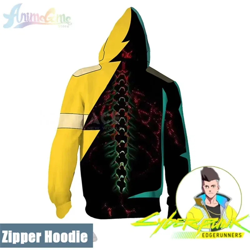 David Martinez Cosplay Cyberpunk Edgerunners Costume Cosplay Parrucca Colletto alla coreana Giacca con cappuccio Cappotto con cerniera Punk Halloween per uomo