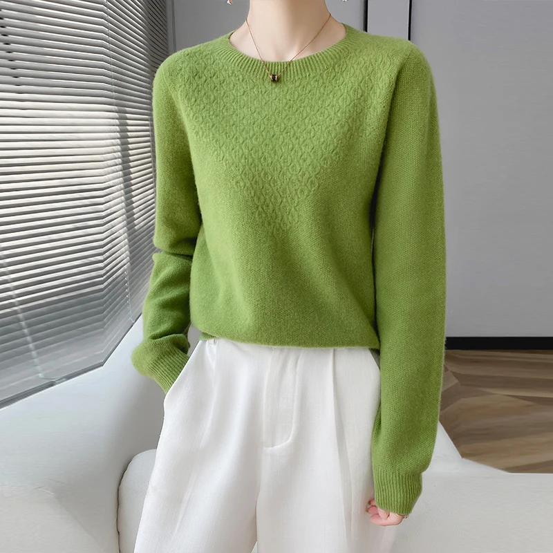 Authentic sweater women fall/winter 2023 new Korean version of sweater top loose round neck bottoming sweater.