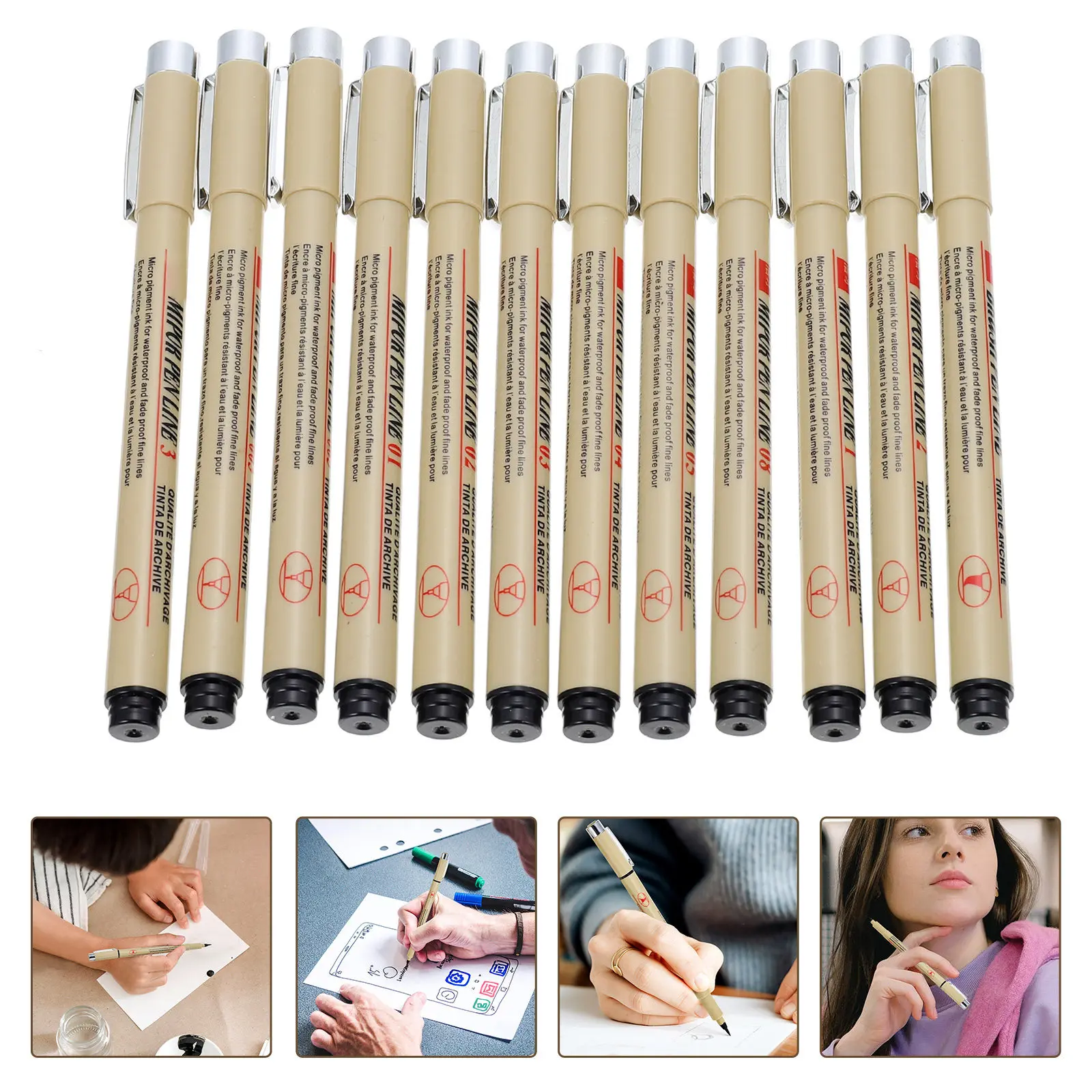 

12Pcs Professional Waterproof Liner Pens Fine Needle Tip Art Pens for Drawing Writing Journaling Drafting Reliable Performance