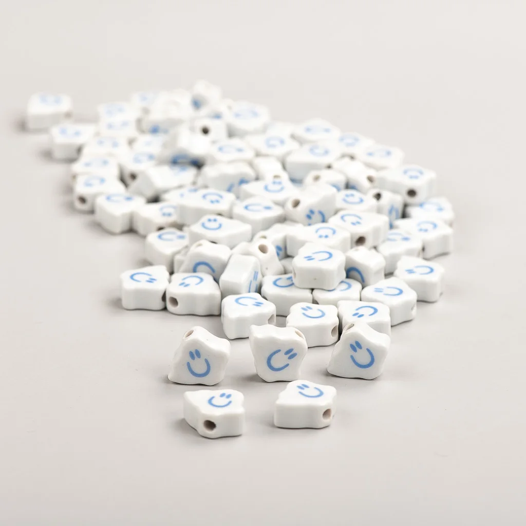 

18#10pcs Cloud Smile Face Special Ceramic Beads Wholesale Jewelry Making Materials #MY266
