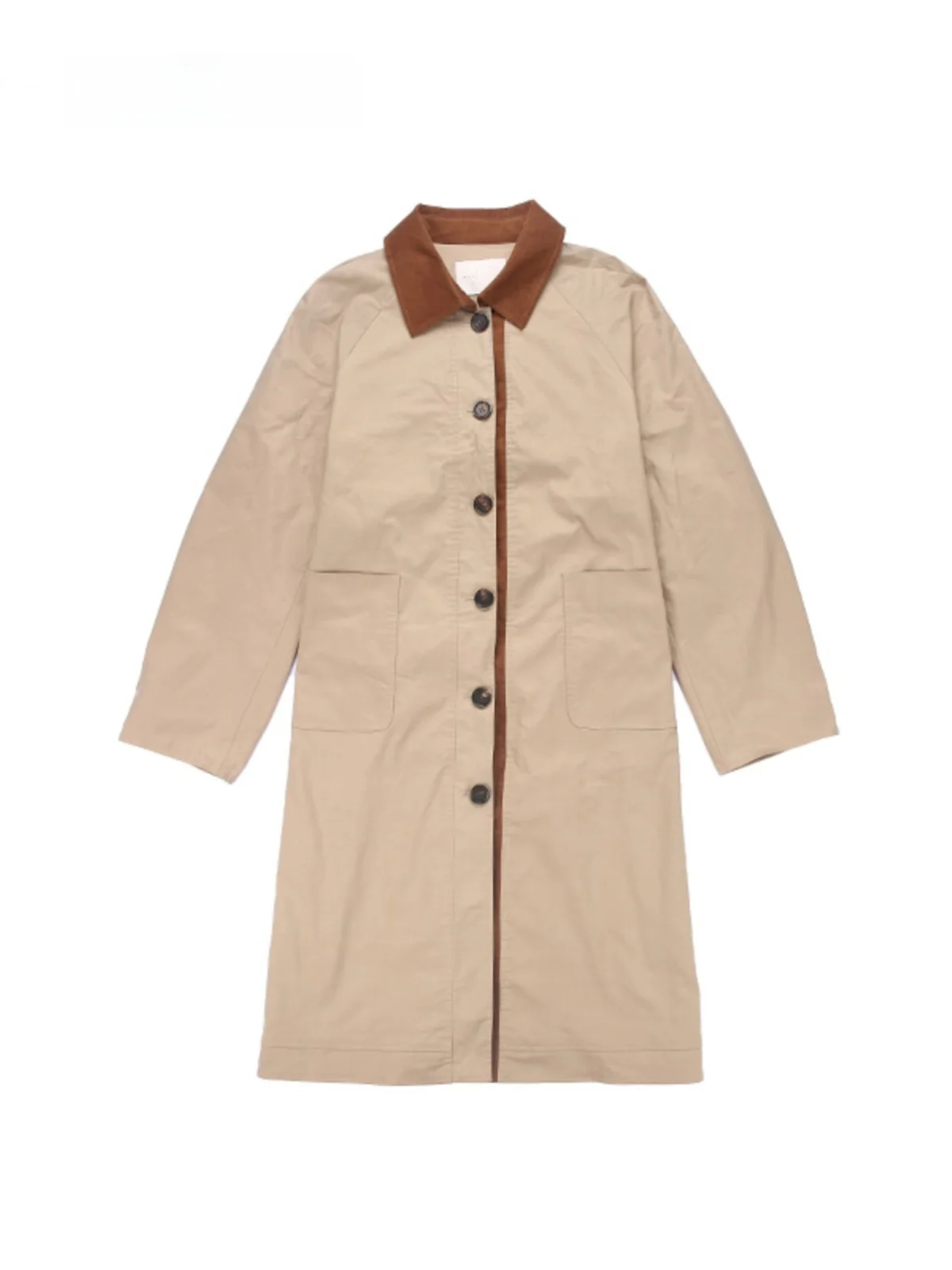 

Винтажное длинное пальто с цветными вставками на плечах, однобортное, из смесовой шерсти, хлопка и полиэстера, для повседневной носки, весенний сезон