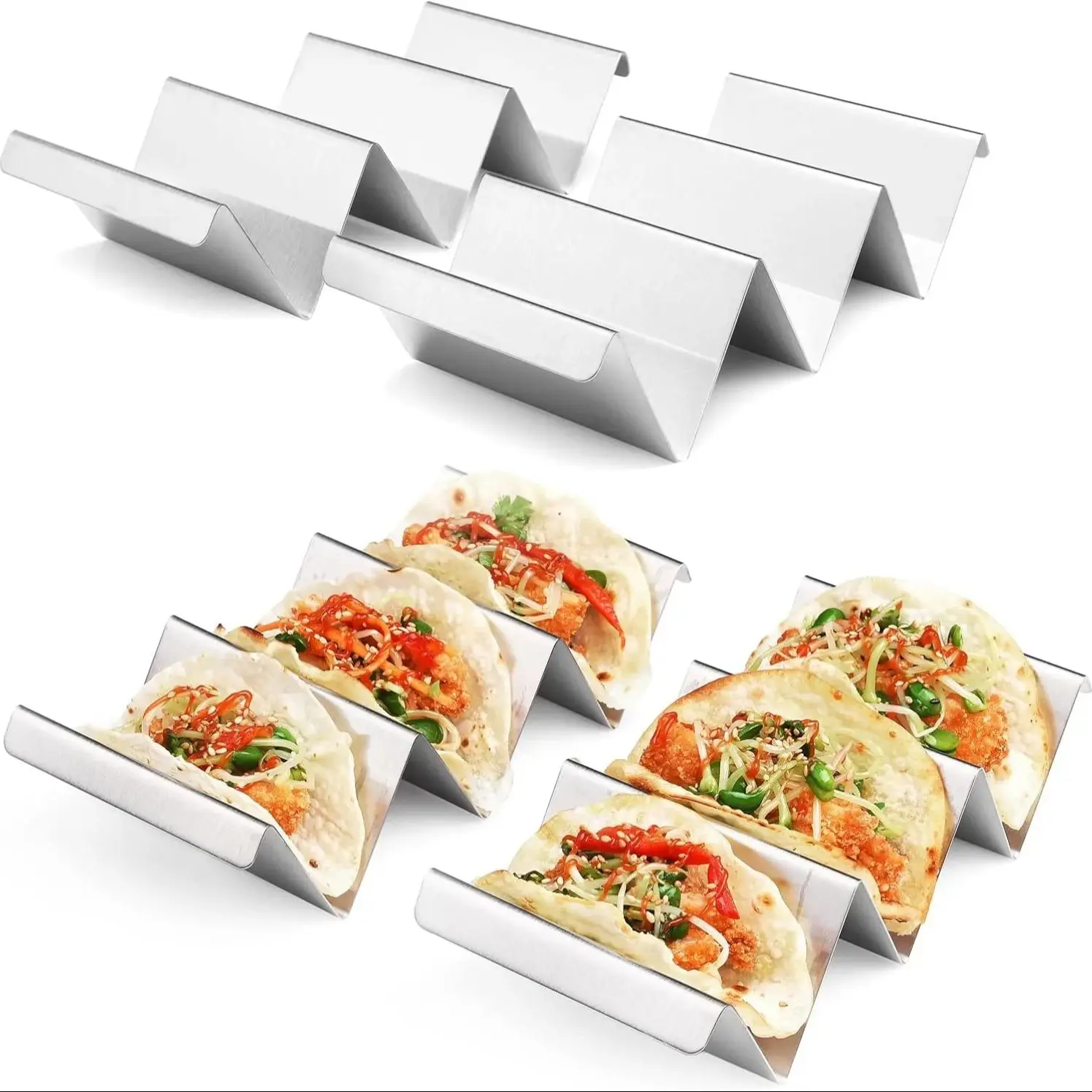 

Taco Holder Stainless Steel Taco Stand Rack Tray Oven Mexican Food Rack Kitchen Tool Tortilla Taco Tray Taco Plate