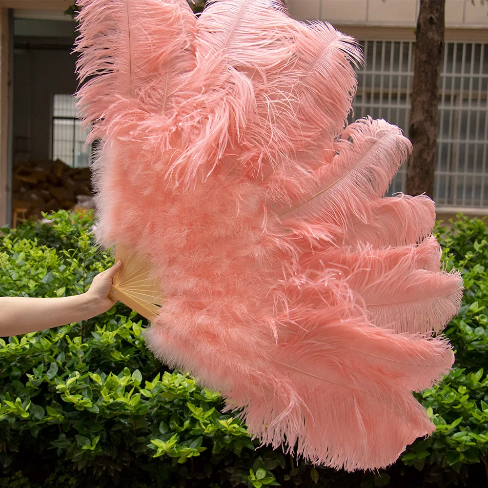 Ostrich Marabou Feather Fans for Wedding Performance Party Stage Show Props High Quality Ostrich Feather Fan 45*100CM Size