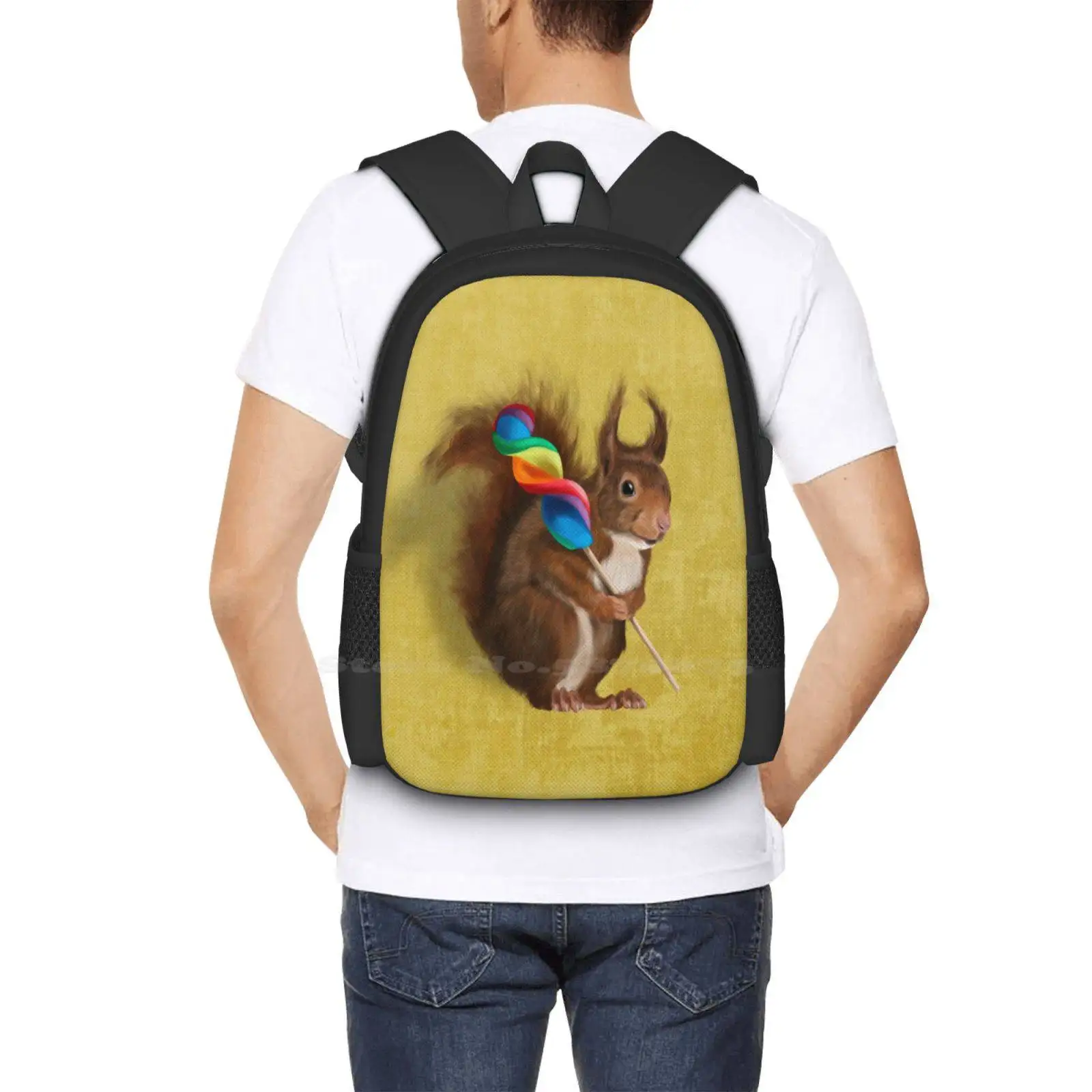 Squirrel With Lollipop Hot Sale Backpack Fashion Bags Squirrel Art Squirrel Illustration Lollipop Squirrel Home Squirrel