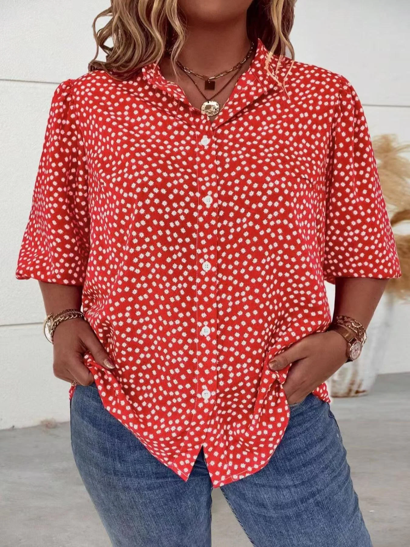 

Рубашка больших размеров с цветочным принтом, повседневная тканая ткань, всесезонная одежда, возраст 35-44, товары без чувствительности, сделано в Китае