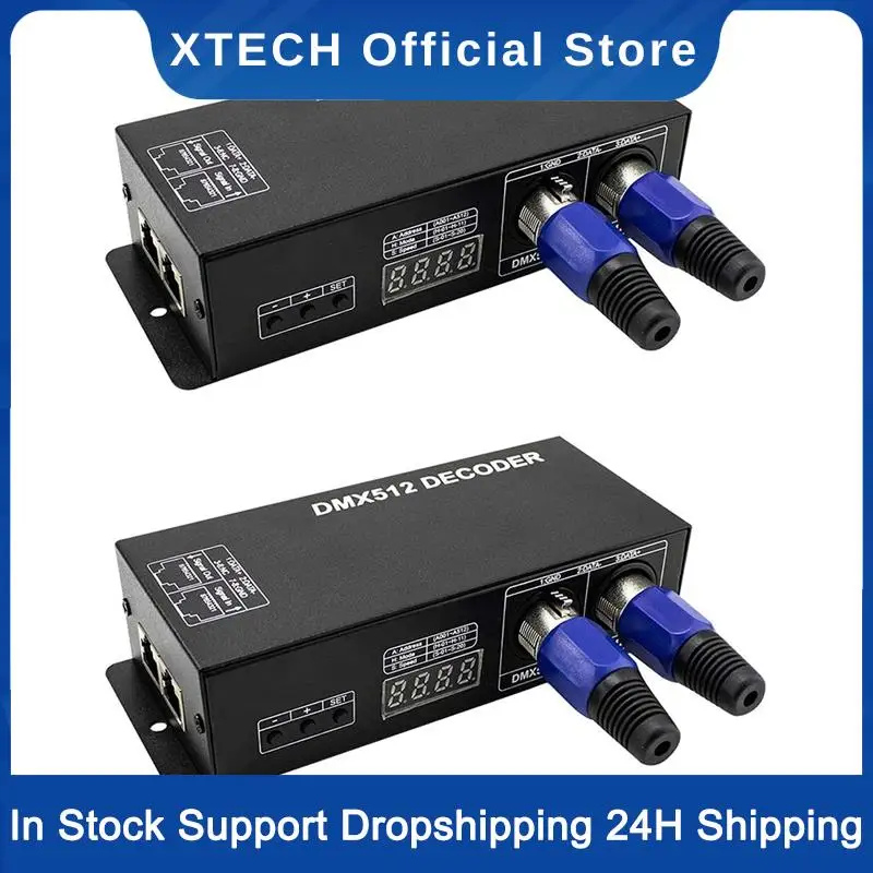 XTECH 2X Controller LED Dmx ad alta potenza LED DMX 512 Driver dimmer decodificatore DC12V-24V per striscia o luci LED RGB (3 canali)