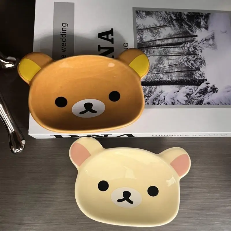 Kartun Lucu Rilakkuma Rumah Saus Hidangan Bumbu Keramik Piring Kecil Mini Penyedap Mencelupkan Nampan Perlengkapan Meja Hadiah Peralatan Makan