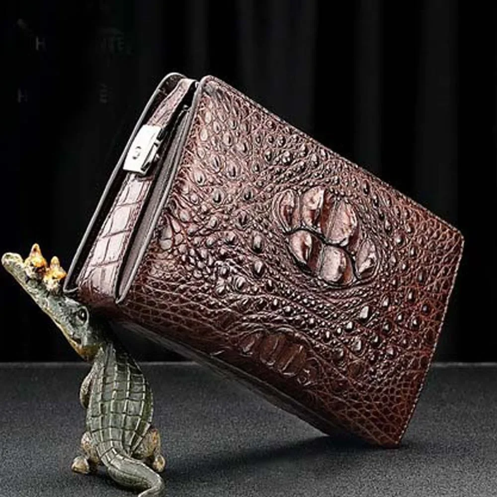 hanlante Thailand crocodile handbag men clutch bag men crocodile bag large capacity male crocodile bag coded lock