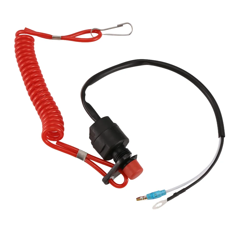 A09E-Boat Motor Emergency Kill Stop Switch For Yamaha /Tohatsu Outboard Stop Kill Switch Cut Off Switches With Safety Tether Lan