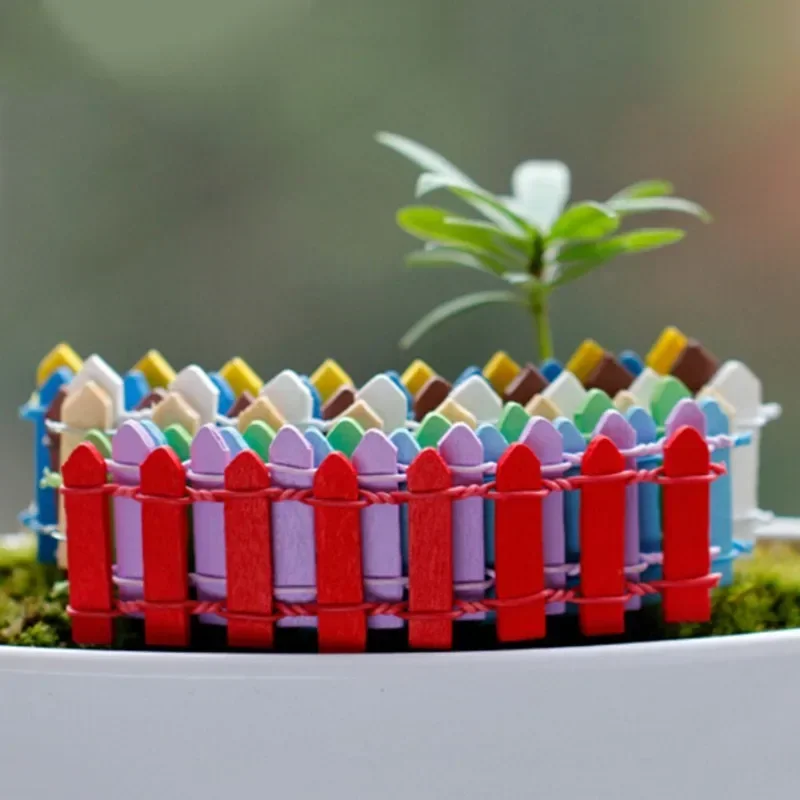 10PCS Mini DIY Craft Micro Landscape Ornament Accessories Wood Fence Palisade Miniature Fairy Garden Home Decoration