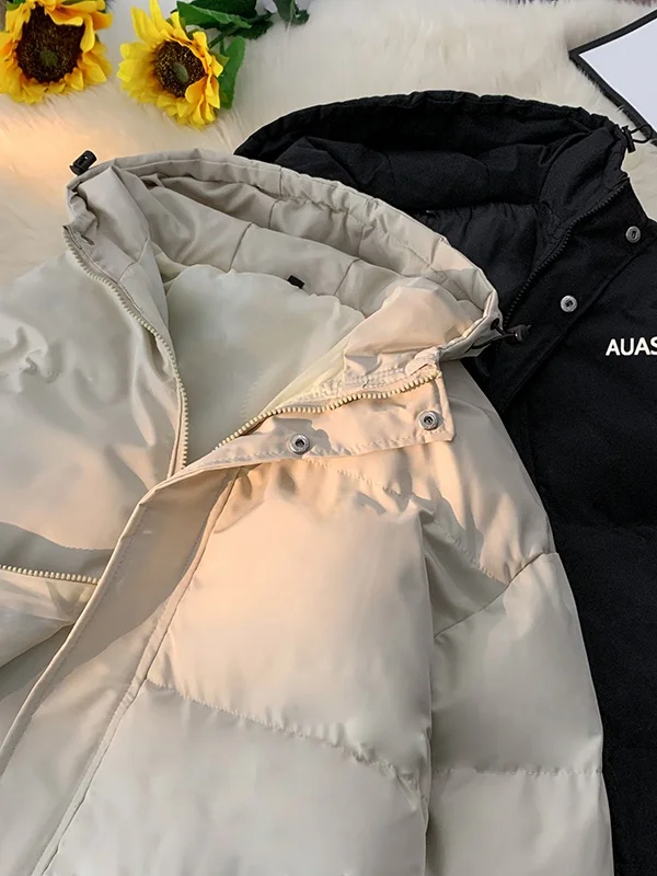 

Winter Thiened Fce Lined Hooded Cotton Jaet Men's Trendy Heavyweight Warm Cotton Coat American Sle Warm Bread Coat