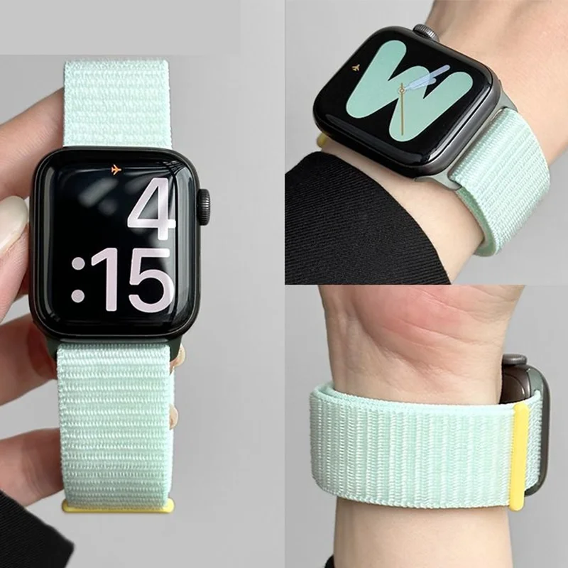 ナイロンループストラップ Apple Watch バンド 46 ミリメートル 40 ミリメートル 44 ミリメートル 45 ミリメートル 42 ミリメートル 41 ミリメートル 38 ミリメートルスマートベルトブレスレット IWatch ウルトラ 49 ミリメートル 8/7/6/SE/5/4