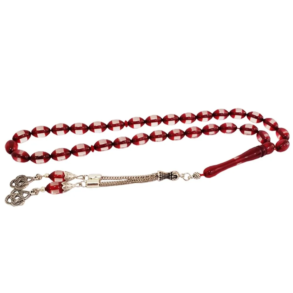 Red Powder Amber Prayer Beads