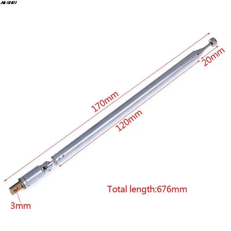 

7 Secties Telescopische Antenne Antenne Voor Radio Tv Zilver Uitgebreid Totale Lengte 765Mm Nieuwe