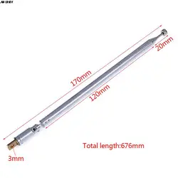 7 Secties Telescopische Antenne Antenne Voor Radio Tv Zilver Uitgebreid Totale Lengte 765Mm Nieuwe
