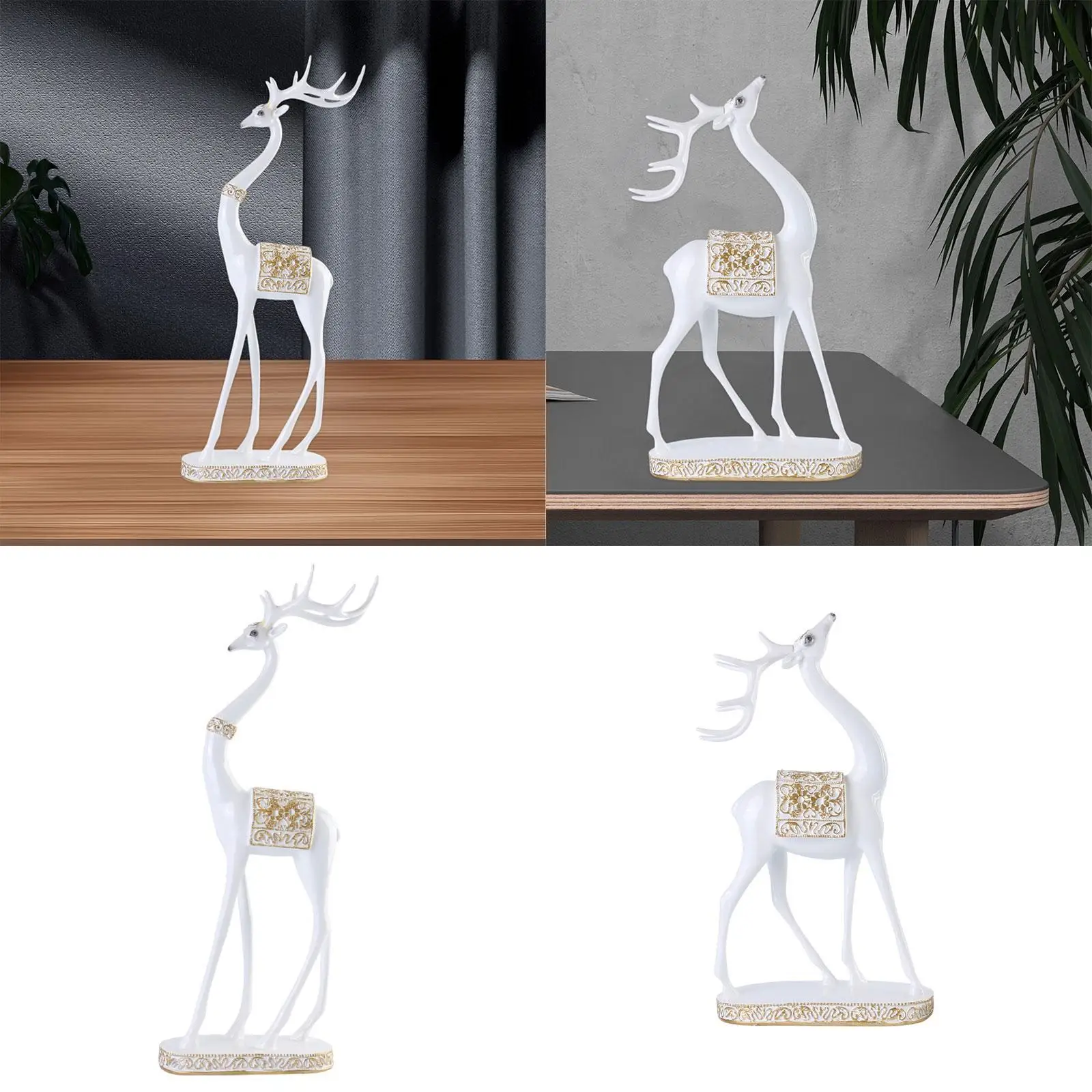 

Decorative Deer Figurine Elk Sculpture Decor Modern Desktop Ornament Animal Statue for Desk Office Fireplace Cabinet Entrance
