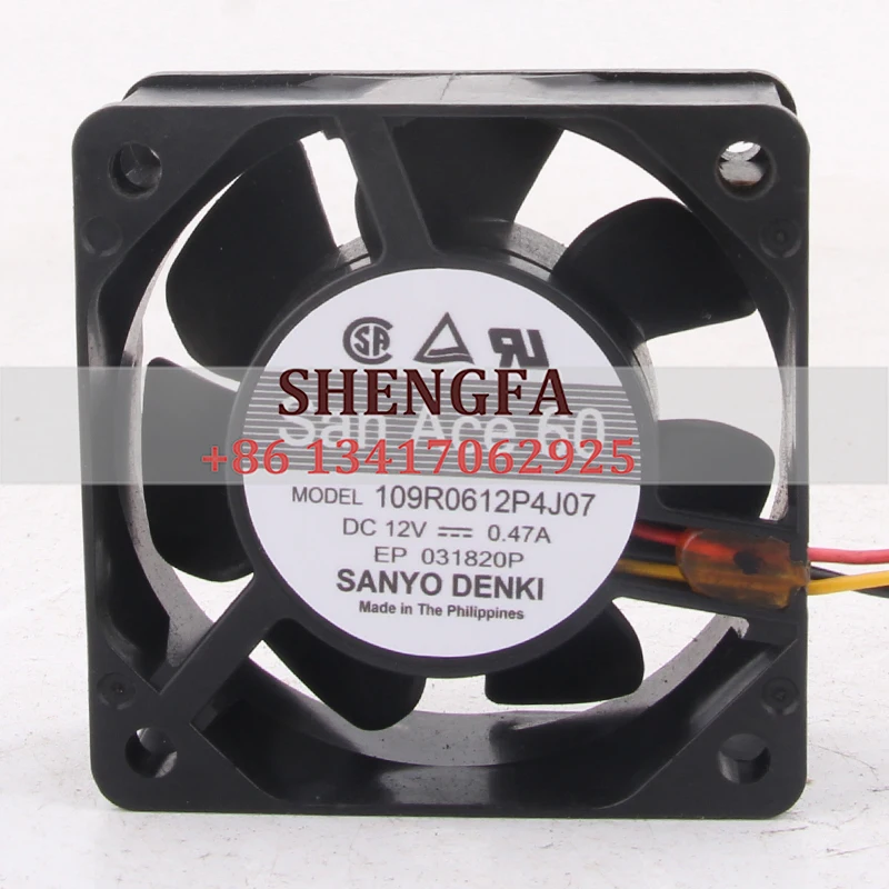 

Sanyo Case Fan Dual Ball Bearing 109R0612P4J07 60*60*25MM 12V 0.47A 6025 PWM Temperature Control Large Airflow Cooling Fan