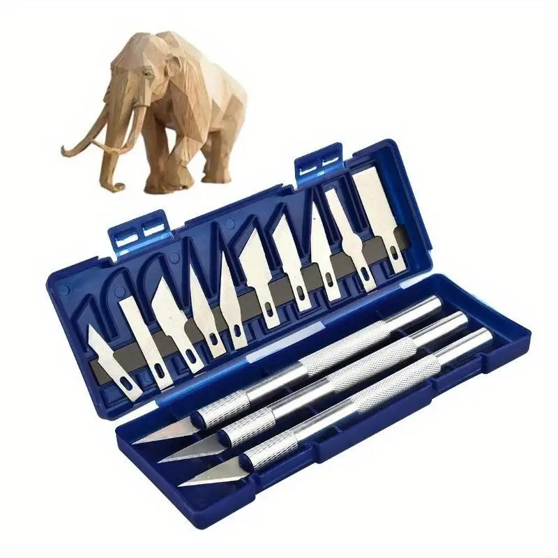13PCS Precision Cutter Set Hand Tool Craft Hobby Paper Cut Carving Aluminum Alloy Blades DIY with Box