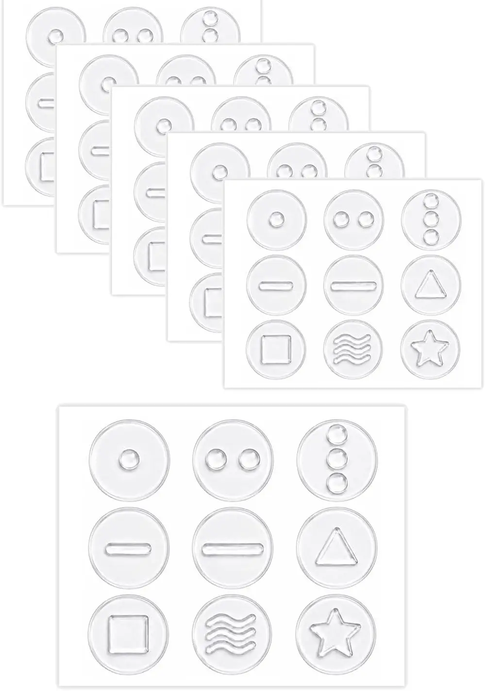 10 Pcs Raised Tactile Bump Dots Stickers Clear Keyboard Markers Location Learning Decals for Computer Keys, Phone Buttons,
