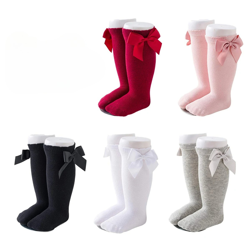  Baby Girls Socks Autumn Winter Kids Big Bow Knee High Long Soft Cute Kids Christmas Sock Red Newborn Socken 