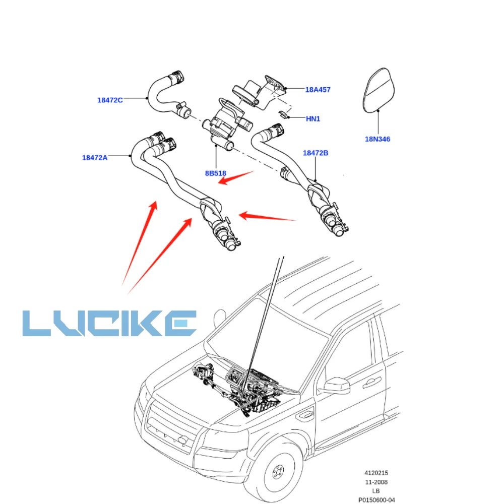 

Подходит для Land Rover 06-14, шланг для подогрева труб теплого воздуха OEM: LR015352