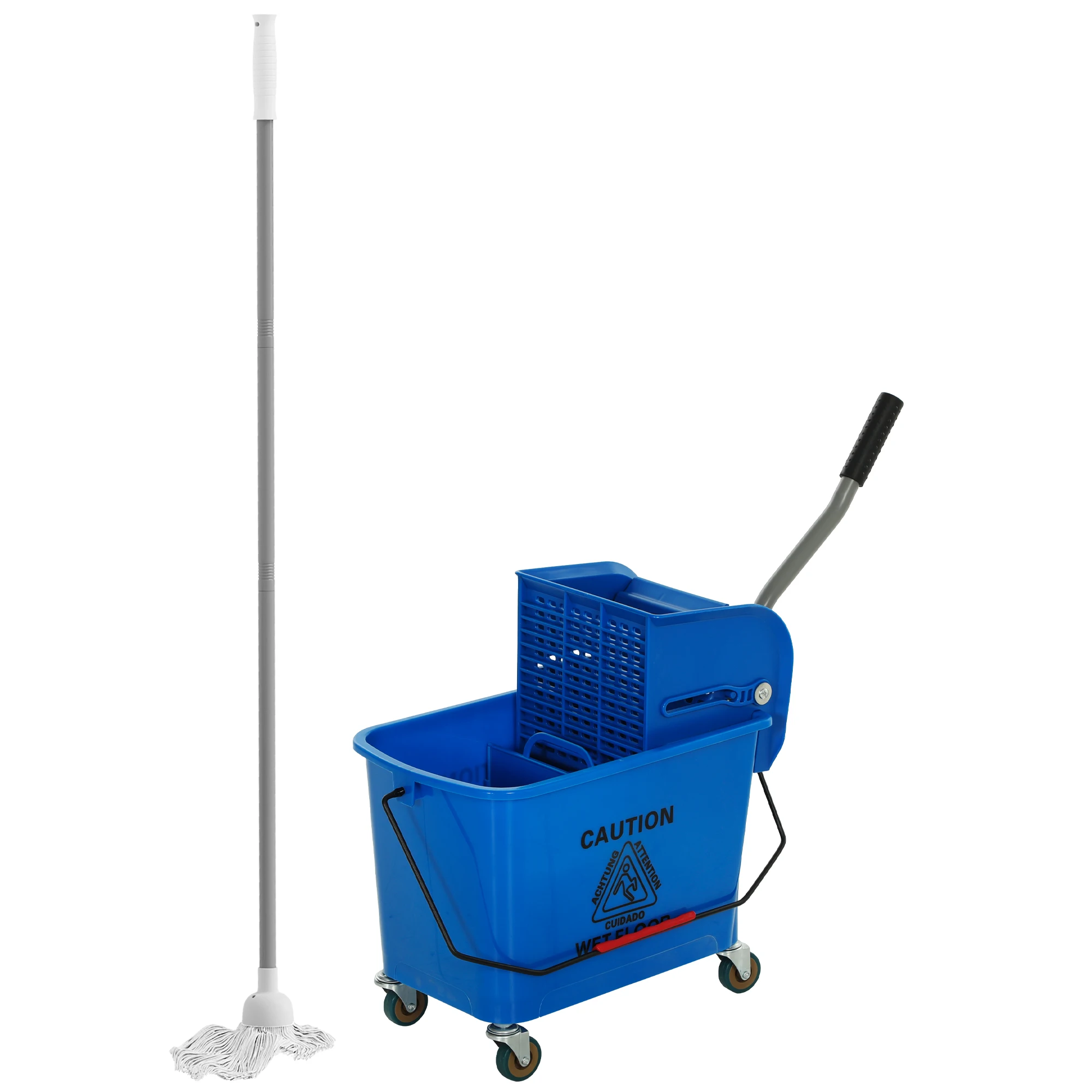 HOMCOM Cubo de Fregona con Ruedas Capacidad de 20 L Mopa Azul