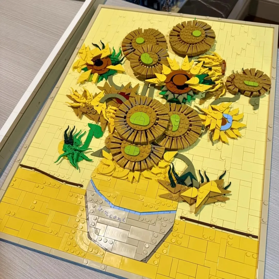 Nuovo girasole dipinto d'arte di fama mondiale Vincent Van Gogh modello 31215 blocchi di costruzione decorazione creativa regalo giocattolo vacanza