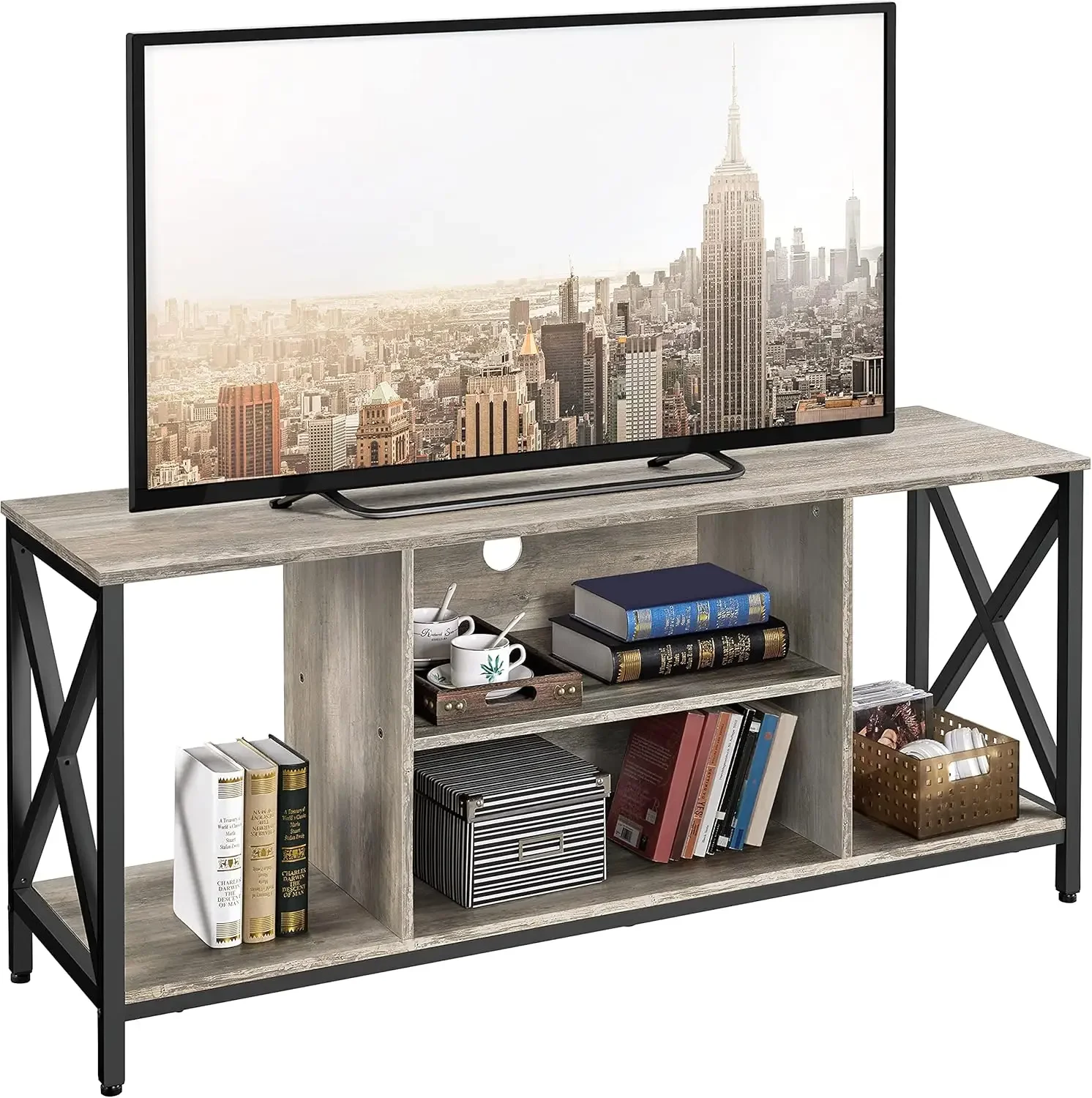 TV Stand for 65 inch TV, Wood TV Console Table for Living Room, 55