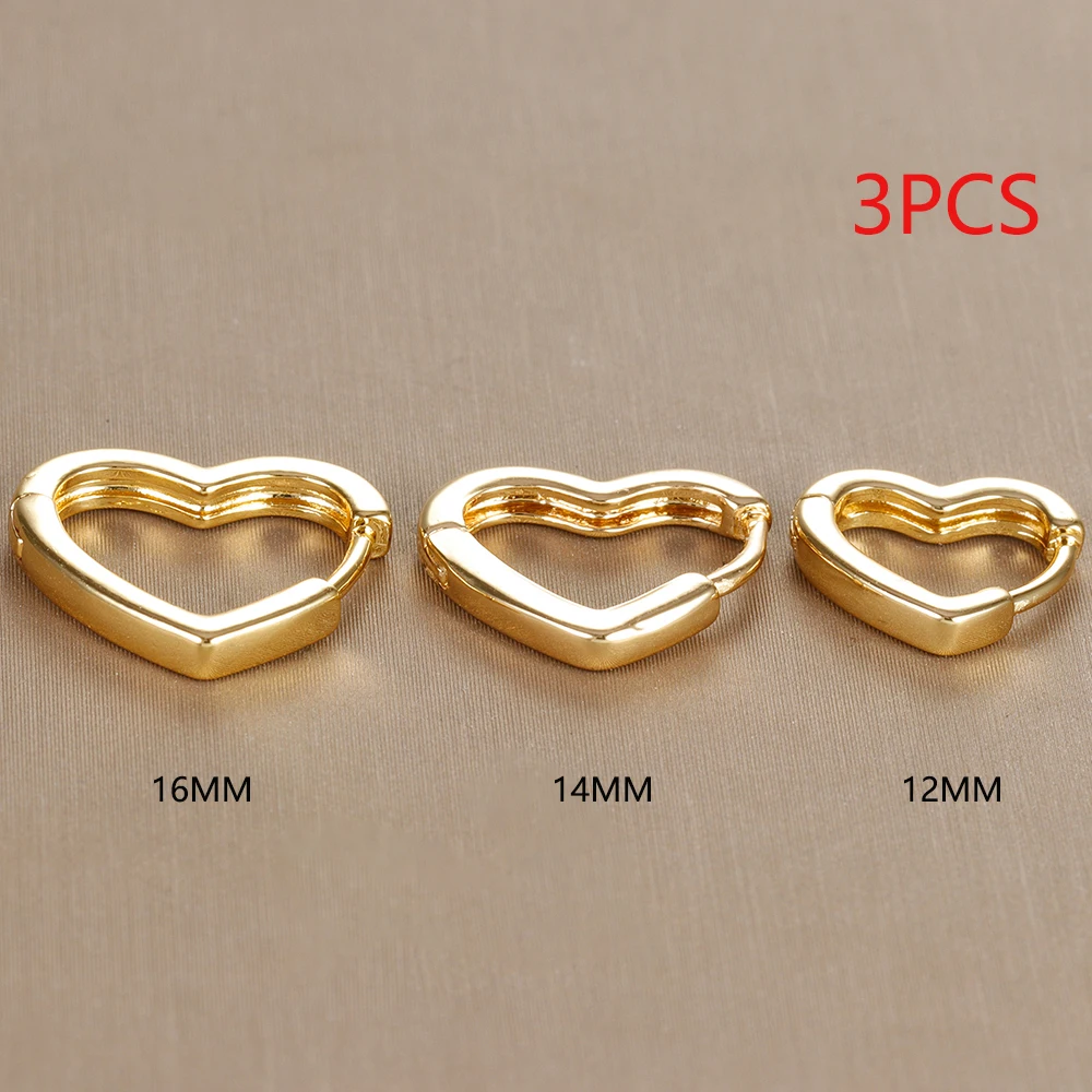3PCS/Set Fashion Hollow Heart-shaped Piercing Earrings For Women Simple Stainless Steel Huggie Hoop Earrings Minimalism Jewelry