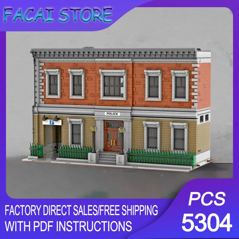 

City Street View Model Moc Building Bricks Modular Police Station Model Technology Blocks Christmas DIY Toy Construction Gifts