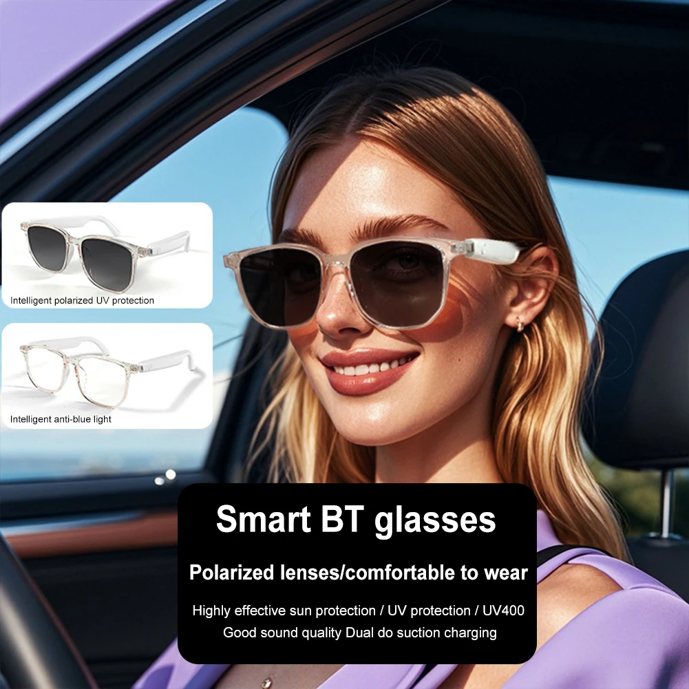 Black Technology GS0 Smart Glasses Bluetooth Call Anti-Blue Light Sunglass Lenses HIFI Audio Lightweight Touch Control Glasses