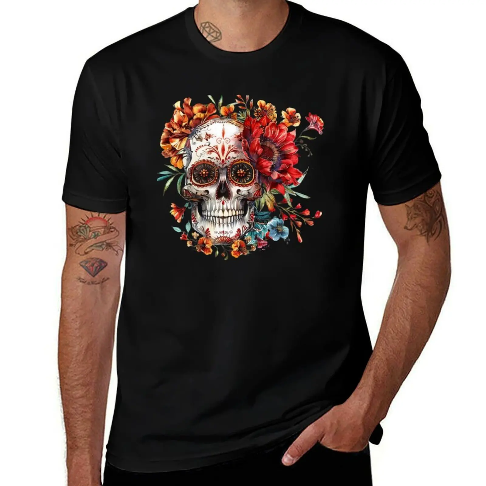 

Dia de Los Muertos T-Shirt Retro Graphic Print T-Shirt