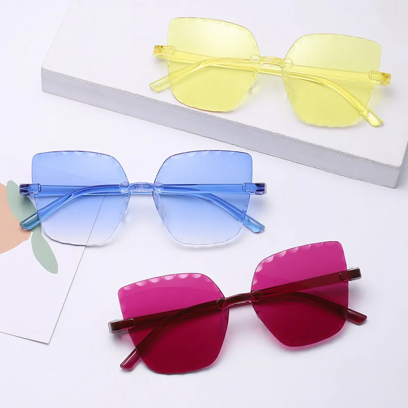 New Children's Sunglasses fashion flower baby personality frameless polygon Kid's Sun Glasses