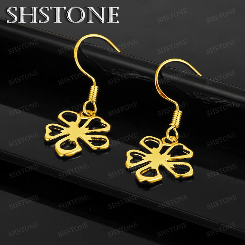 

High Quality 18k Gold Flower Drop Earring Accessory For Women Men Engagement Wedding Party Nice Charm Beautiful Jewelry Gift