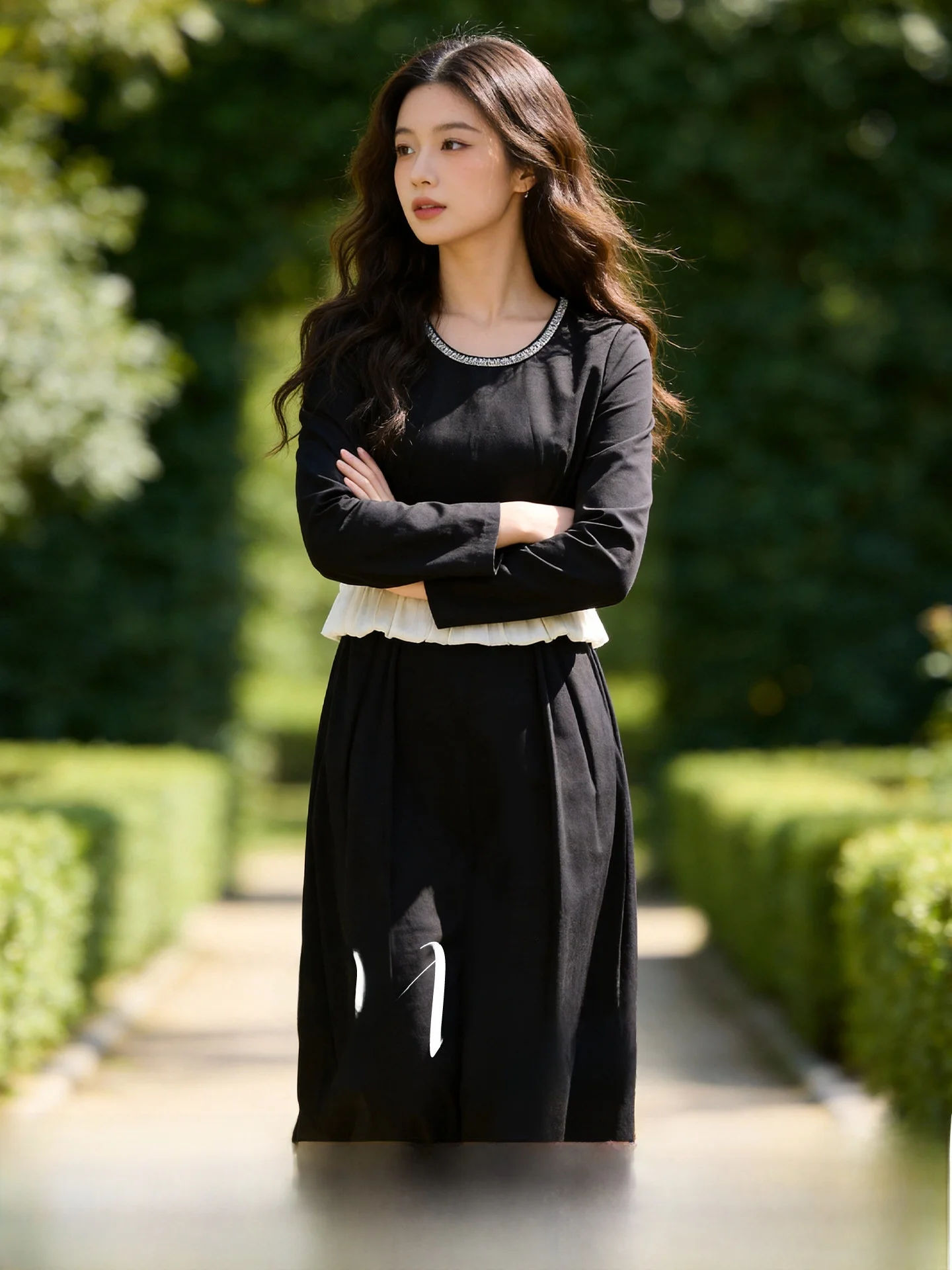 

Женское платье больших размеров с эффектом похудения, элегантный дизайн, повседневная одежда, длинная юбка из полиэфирного волокна, новинка весеннего сезона