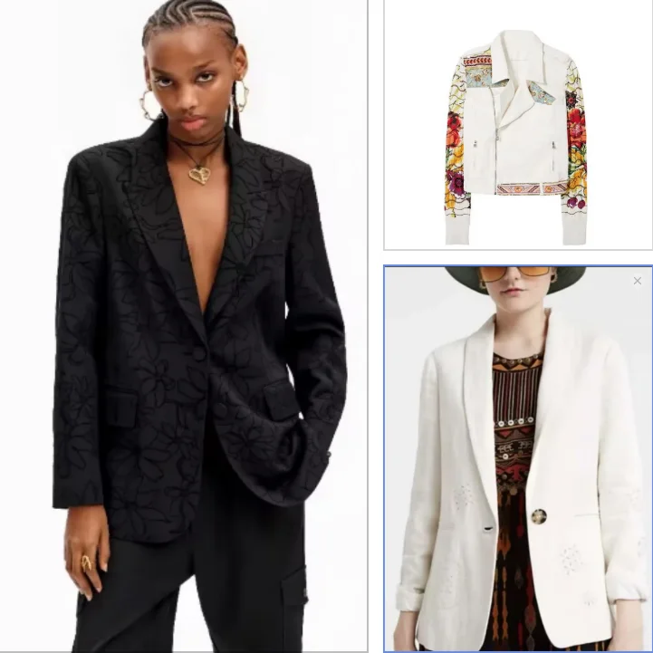 Spanish Heavy Industry Patch Long-Sleeved White Denim Jacket - Foreign Trade Original Single Piece