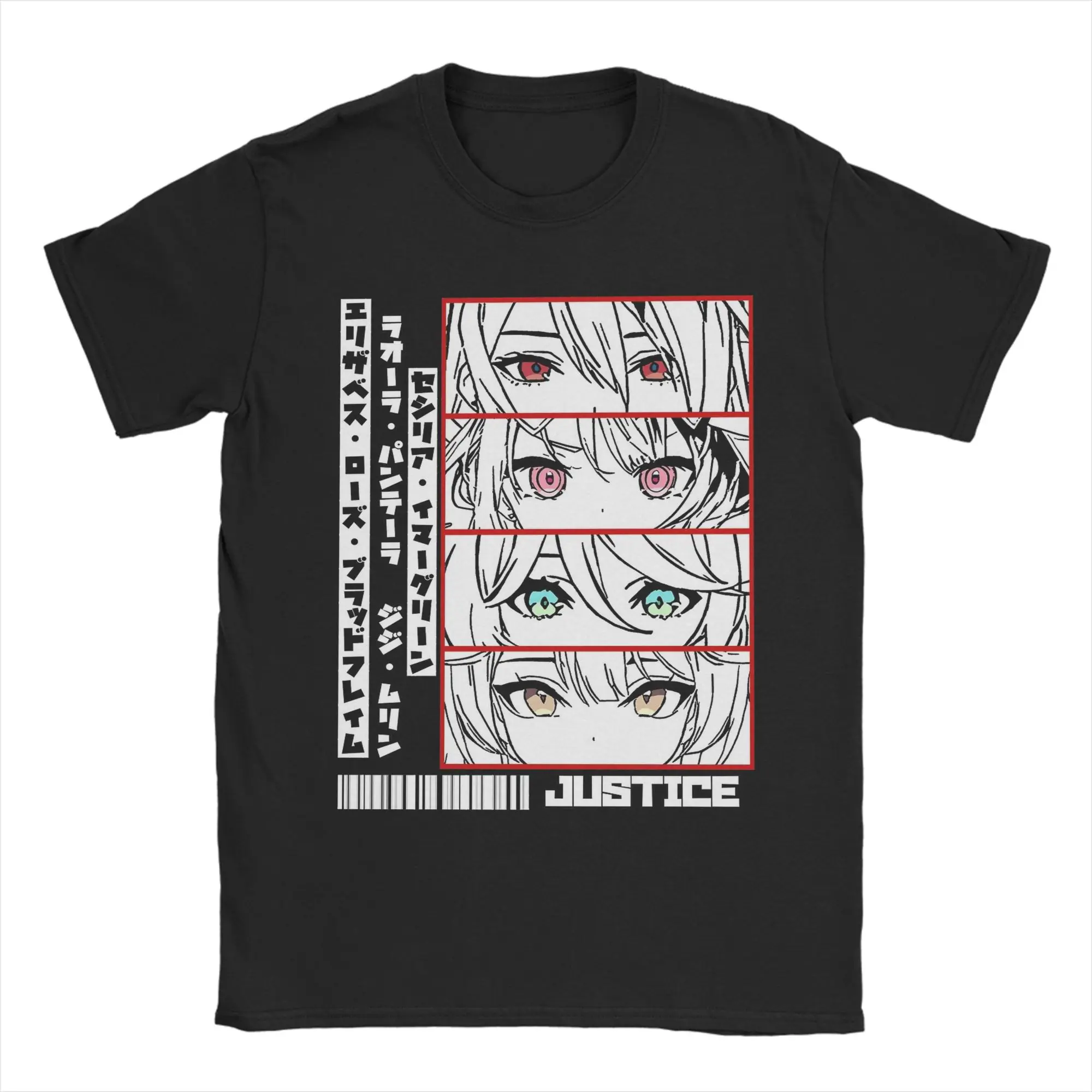 Men Holo Justice Panel Hololive T Shirts  Cotton Tops Leisure Short Sleeve Round Neck Tee Shirt Gift T-Shirt