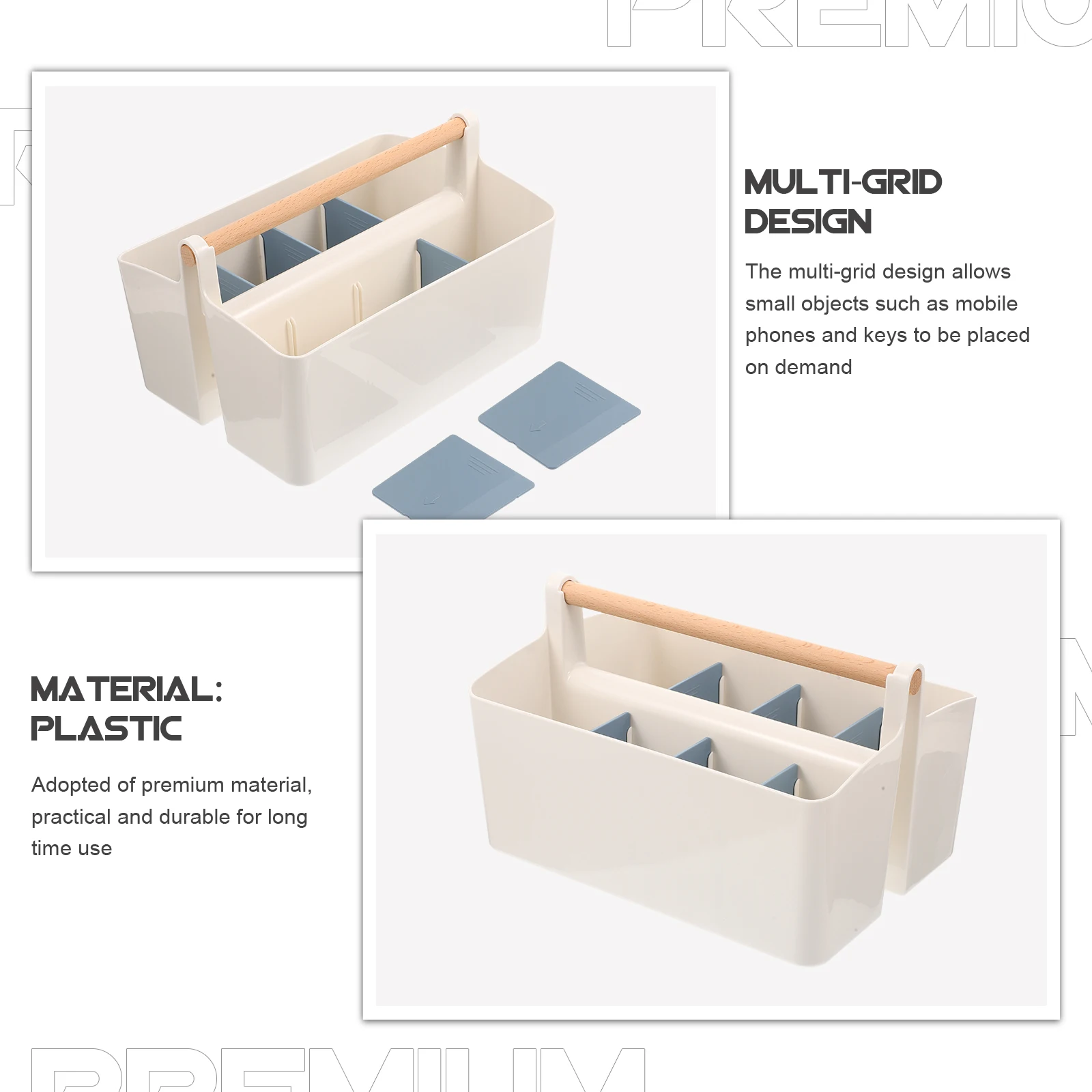 

Stationery Storage Box Desk ganizer Office Supplies Multi Grid Design Smooth Arc Corner Tidy Container Makeup Case Remote
