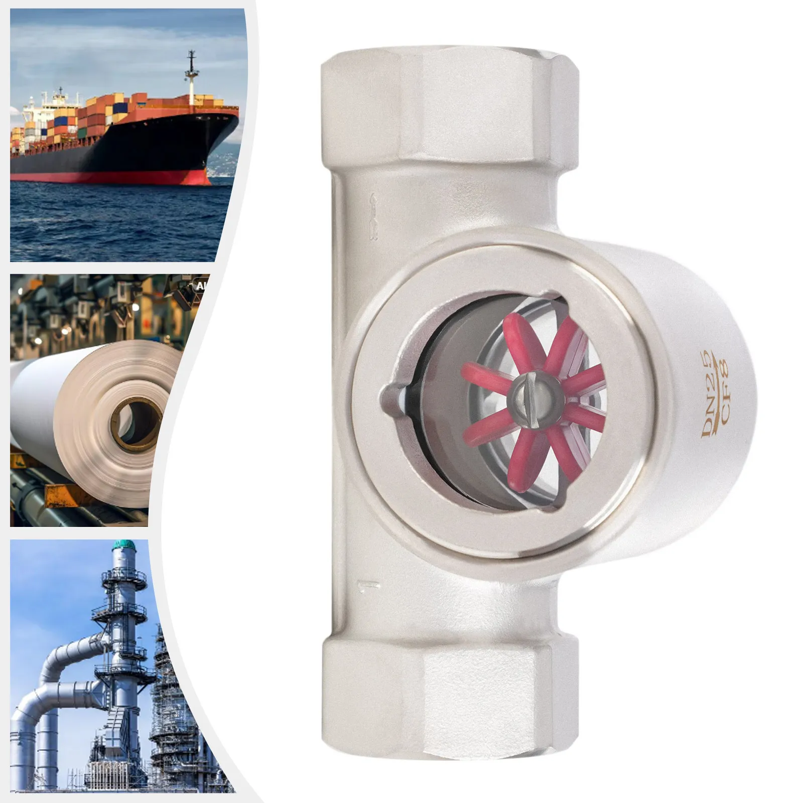 

1" NPT Stainless Steel 304 Sight Water Flow Indicator Plastic Impeller 362Psi (1" NPT) (1" NPT)