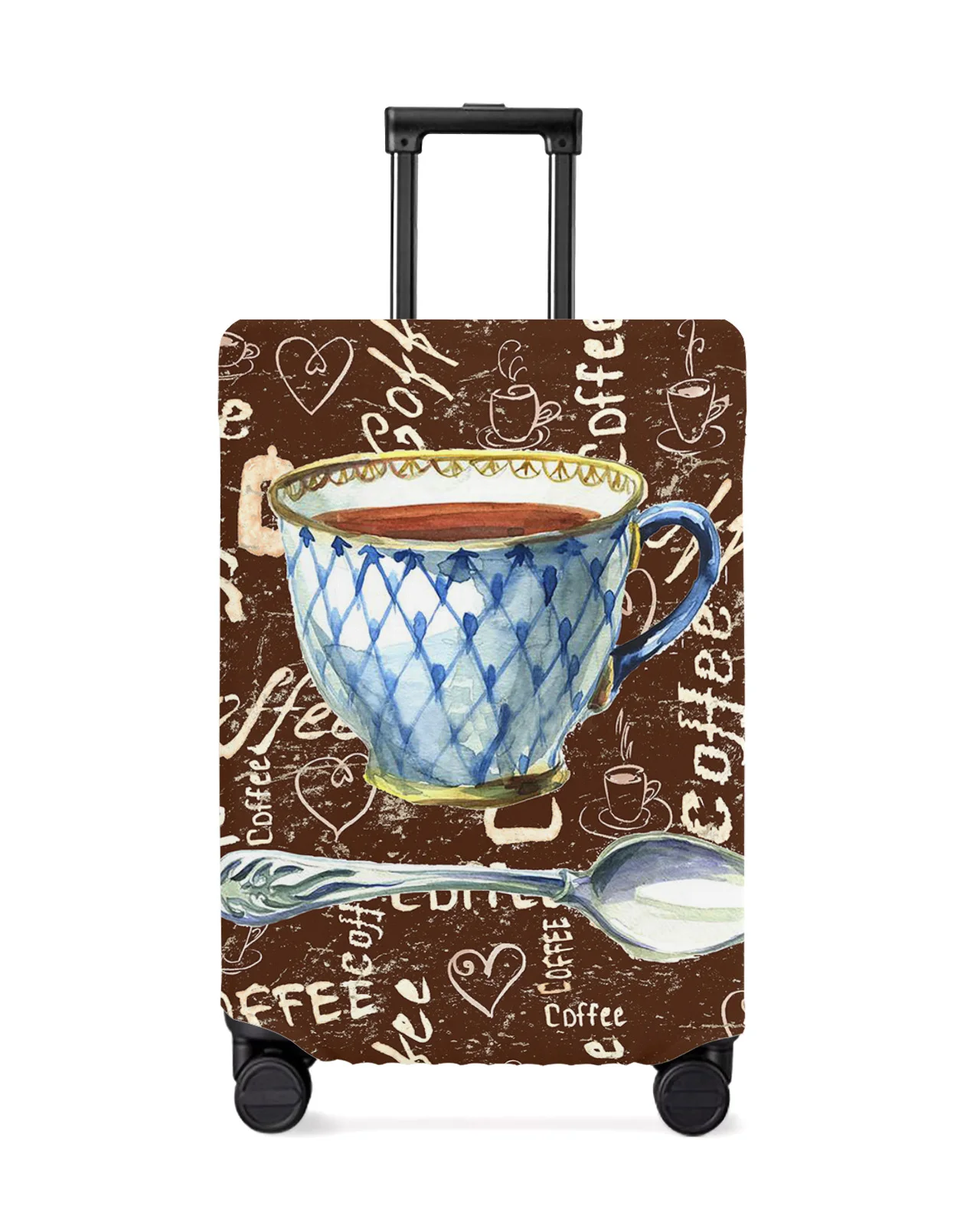 

Retro Style Coffee Sugar Luggage Cover Stretch Suitcase Protector Baggage Dust Case Cover for 18-32 Inch Travel Suitcase Case