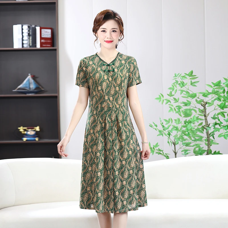 فستان نسائي صيفي على شكل زهرة على الطراز العرقي فستان عتيق على شكل حرف a بقصة ضيقة طويلة من البوليستر بتصميم عتيق #3